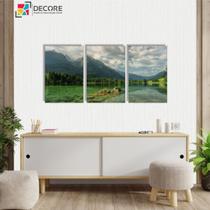 Kit Quadros Decorativos Lago Paisagem Montanha 3 Peças