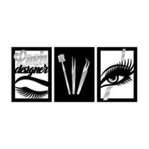 Kit Quadros Decorativos Lash Designer Extensão de Cílios no acrilico Espelhado