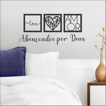 Kit Quadros Decorativos Love Amor Coração Frase Abençoados por Deus Mdf 3mm Kit Quadros Decorativos Love Amor Coração Frase Abençoados por Deus Mdf 3mm