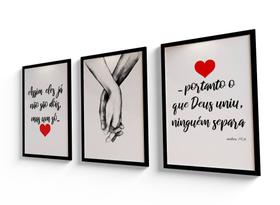 Kit quadros decorativos - Mãos dadas, o que Deus uniu Kit quadros decorativos - Mãos dadas, o que Deus uniu