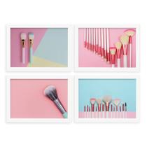 Kit Quadros Decorativos Maquiagem Pincéis Moldura Branca 4u Kit Quadros Decorativos Maquiagem Pincéis Moldura Branca 4u
