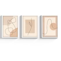 Kit Quadros Decorativos Modernos Moldura e Vidro Minimalista Abstrato