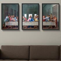 Kit Quadros Decorativos Moldura Madeira 120x60 Última Ceia Kit Quadros Decorativos Moldura Madeira 120x60 Última Ceia