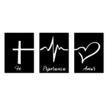 Kit Quadros Decorativos Mosaico Fé, Esperança e Amor em MDF