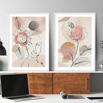 Kit Quadros Decorativos Mulher Empoderada Rosas Mold Branca