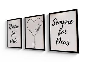 Kit quadros decorativos - Nunca foi sorte, sempre foi Deus