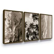 Kit Quadros Decorativos Paisagem Mar C/ Moldura Grande Praia