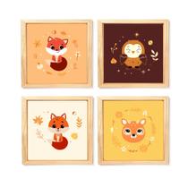 Kit Quadros Decorativos Quarto Infantil Animais do Bosque Kit Quadros Decorativos Quarto Infantil Animais do Bosque