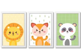 Kit Quadros Decorativos Quarto Infantil Animais Safari Fofo Kit Quadros Decorativos Quarto Infantil Animais Safari Fofo