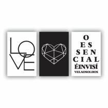 Kit Quadros Decorativos Sala 3Peça 80X60 Invisível Aos Olhos Kit Quadros Decorativos Sala 3Peça 80X60 Invisível Aos Olhos