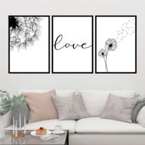 Kit Quadros Decorativos Sala Love Dente Leão 3 Peças 28x40cm Kit Quadros Decorativos Sala Love Dente Leão 3 Peças 28x40cm