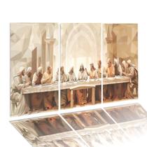 Kit Quadros Decorativos Santa Ceia Sépia 122x60cm Mdf 3mm Sala Quarto Religião
