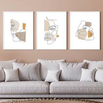 Kit Quadros Decorativos Silhueta Femininas Faces Mold Branca