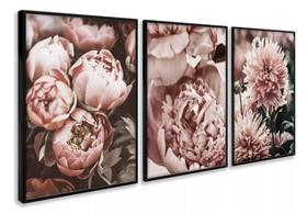 kit quadros Flores Rose "