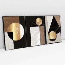 Kit Quadros Formas Modernas Geométricas Douradas