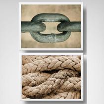 Kit Quadros Fotografias Corda E Corrente 33X24Cm - Vidro 2 Peças