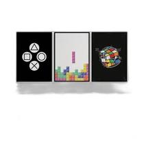 Kit Quadros Gamer Cubo Mágico Tetris 33X24Cm 3 Peças
