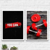 Kit Quadros Halteres De Academia You Can 24X18Cm 2 Peças