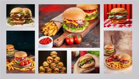 Kit Quadros Hamburgueria Lanchonete Retro Vintage 7 Peças