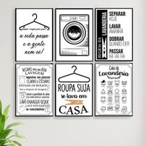 Kit Quadros Lavanderia Roupas Área Serviço Decoração 6 Peças