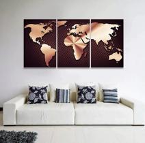 kit quadros Mapa Mundi Bronze"