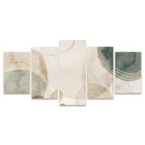 Kit Quadros Mosaico Aquarela Boho Verde Dourado Terracota Dourado Bege