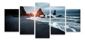 Kit Quadros Mosaico Decorativo Praia Fim De Tarde Paisagem