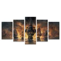 Kit Quadros Mosaico Fogo Mar Explosão Chamas Barco Navio Pirata Kit Quadros Mosaico Fogo Mar Explosão Chamas Barco Navio Pirata