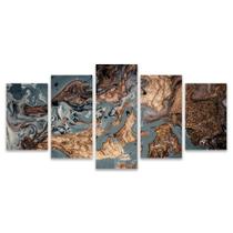 Kit Quadros Mosaico Marmorizado Verde Mármore Óleo Dourado