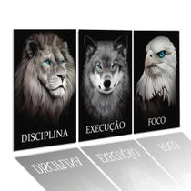 Kit Quadros Motivacional 122x60cm Disciplina Execução Foco Para Sala Escrtitório