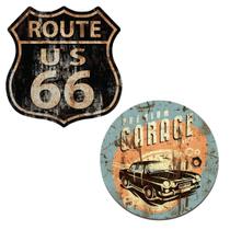 Kit Quadros Placas Decorativo Premium Garage E Route 66