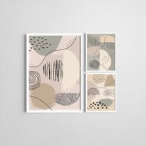 Kit Quadros Quarto Casal Moldura Abstrato 20x30cm e 40x60cm