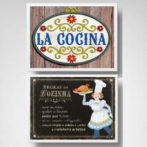 Kit Quadros Regras Da Cozinha 45X34Cm - Com Vidro 2 Peças Kit Quadros Regras Da Cozinha 45X34Cm - Com Vidro 2 Peças