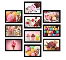 Kit Quadros Sorvete Decorativos Sorveteria 10 Peças 21x15cm