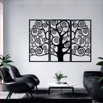 Kit Quadros Vazados Painel 3 Partes Decorativo Árvore Abstrata Circular Decoração de Ambiente Sala Quarto