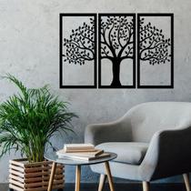 Kit Quadros Vazados Painel 3 Partes Decorativo Árvore Com Folhas Decoração de Ambiente Sala Quarto