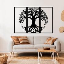 Kit Quadros Vazados Painel 3 Partes Decorativo Árvore da Vida Mandala Decoração de Ambiente Sala Quarto