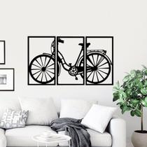 Kit Quadros Vazados Painel 3 Partes Decorativo Bicicleta Retrô Antiga Decoração de Ambiente Sala Quarto