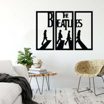 Kit Quadros Vazados Painel 3 Partes Decorativo The Beatles Banda Decoração de Ambiente Sala Quarto