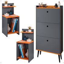 Kit Quarto 2 Mesas Cabeceira Nicho Prateleira Sapateira Vertical Organizadora 18 Pares Calçados - Lojas RPM