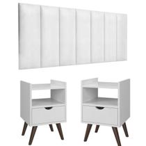 Kit Quarto 2 Mesas De Cabeceira Alice 1 Gaveta e 1 Cabeceira Para Cama Casal 1,40- Varias cores