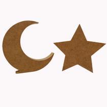 Kit Quarto Bebê Criança 2 Peças Estrela Lua Mdf Cru Para Decorar Kit Quarto Bebê Criança 2 Peças Estrela Lua Mdf Cru Para Decorar