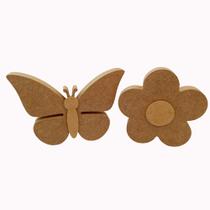 Kit Quarto Bebê Criança 2 Peças Mdf Cru Borboleta Flor Para Decorar