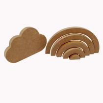 Kit Quarto Bebê Criança 2 Peças Mdf Cru Nuvem Arco-íris Para Decorar