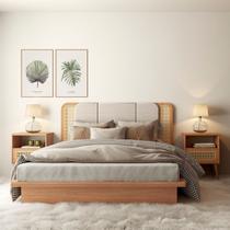 Kit Quarto Cama + Cabeceira+ 2 Mesas De Cabeceira MDF Freijó