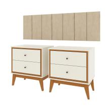 Kit Quarto Casal 2 Mesas de Cabeceira Arruna MDF 2 gavetas e Cabeceira Casal 1,40 Autocolante