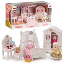 Kit Quarto Casinha Feliz Mini Boneca Com Ovelhinha Conjunto 14 Peças