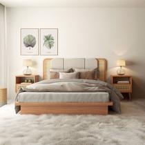 Kit Quarto Completo Cama Cabeceira 2 Mesas Lateral com Palha Natural MDF Freijó Dalla Costa