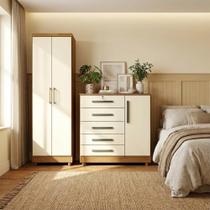Kit Quarto Completo com Cômoda e Armário Multiuso Moderno