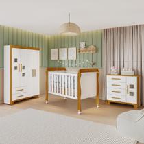 Kit Quarto Completo Para Bebê Soninho Branco Amadeirado